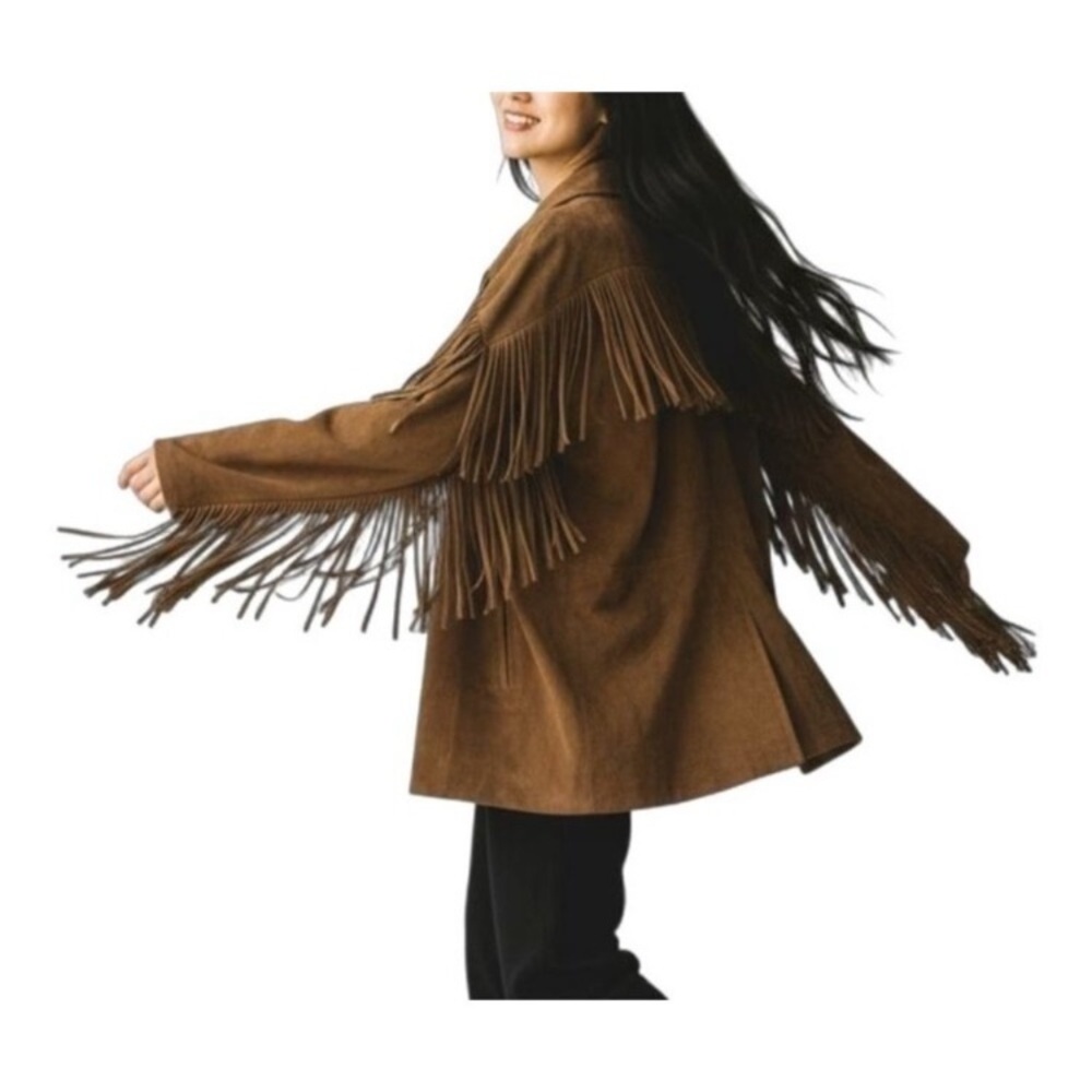 New brown suede beautiful and Fun jacket. In box. - Picture 2 of 2